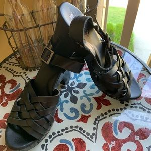 Cool KORKS by Kork-Ease Black Strappy Platform Heels Sandals 9 40.5